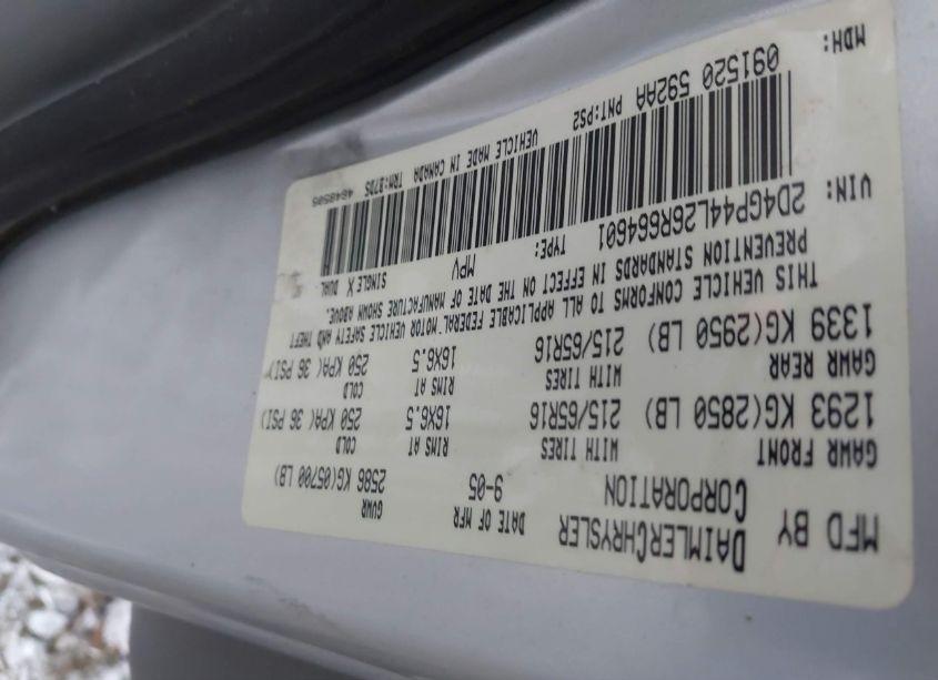 Photo 9 of 2006 Dodge Grand CARAVAN SXT (VIN 2D4GP44L26R664601)