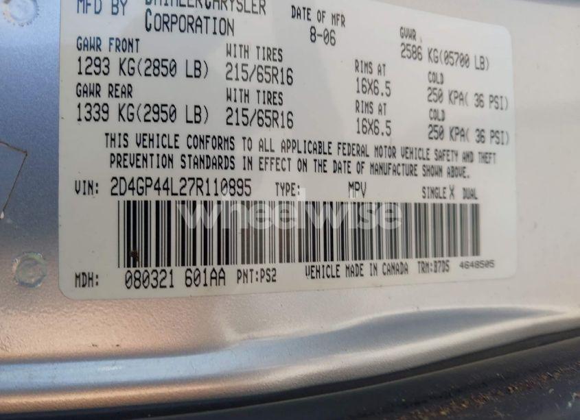 Photo 9 of 2007 Dodge Grand CARAVAN SXT (VIN 2D4GP44L27R110895)