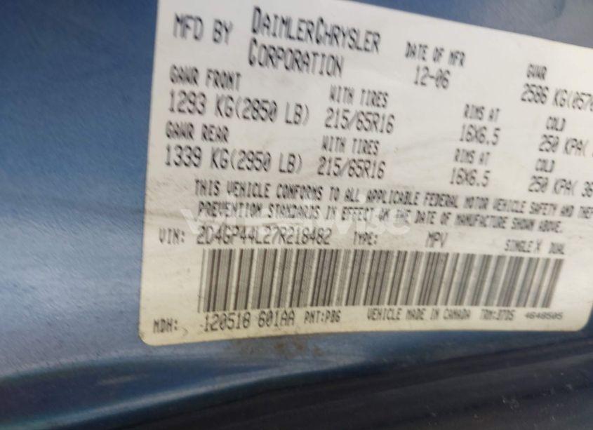 Photo 9 of 2007 Dodge Grand CARAVAN SXT (VIN 2D4GP44L27R218482)