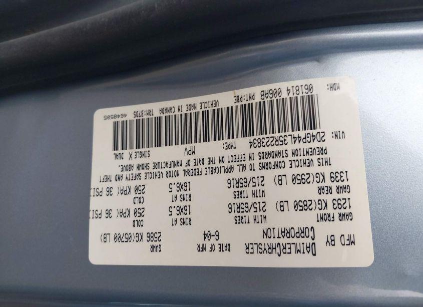 Photo 9 of 2005 Dodge Grand CARAVAN SXT (VIN 2D4GP44L35R223834)