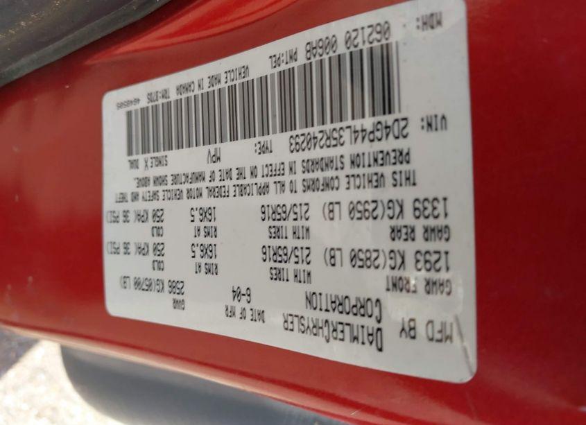 Photo 9 of 2005 Dodge Grand CARAVAN SXT (VIN 2D4GP44L35R240293)