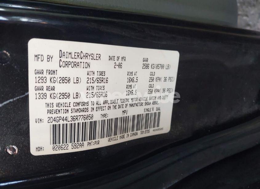 Photo 9 of 2006 Dodge Grand CARAVAN SXT (VIN 2D4GP44L36R776050)