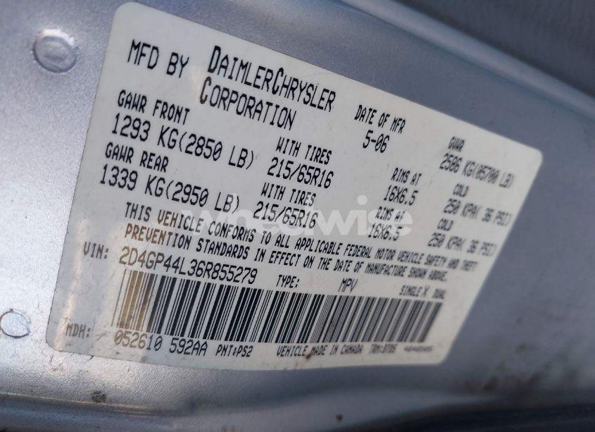 Photo 9 of 2006 Dodge Grand CARAVAN SXT (VIN 2D4GP44L36R855279)