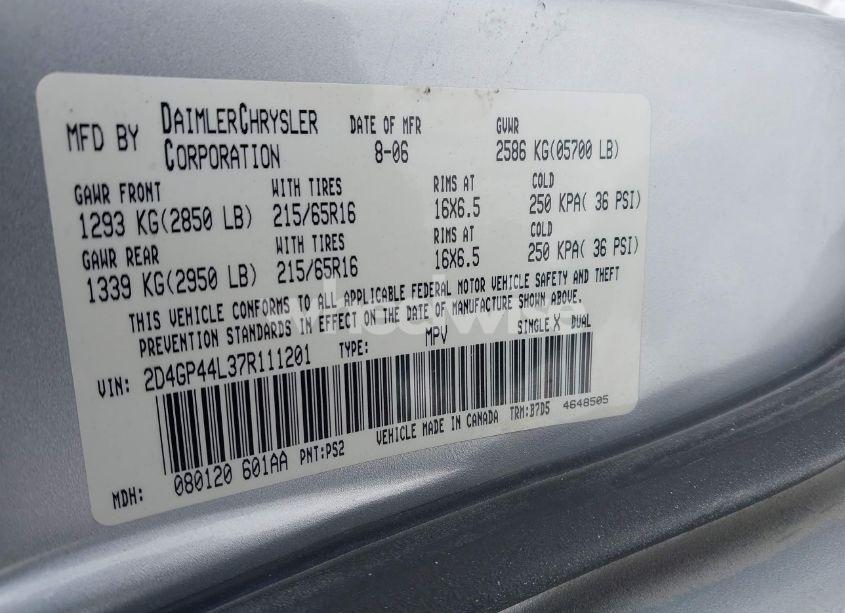 Photo 9 of 2007 Dodge Grand CARAVAN SXT (VIN 2D4GP44L37R111201)