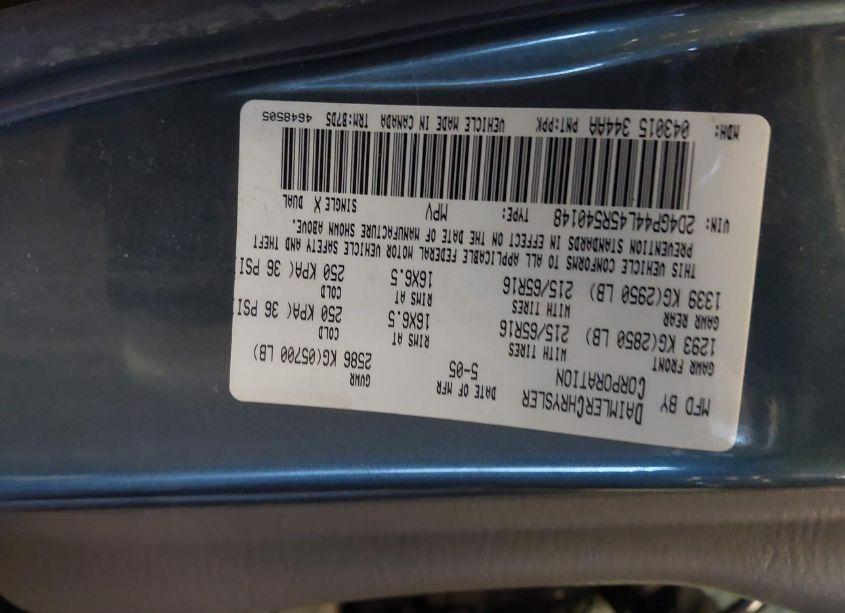 Photo 9 of 2005 Dodge Grand CARAVAN SXT (VIN 2D4GP44L45R540148)