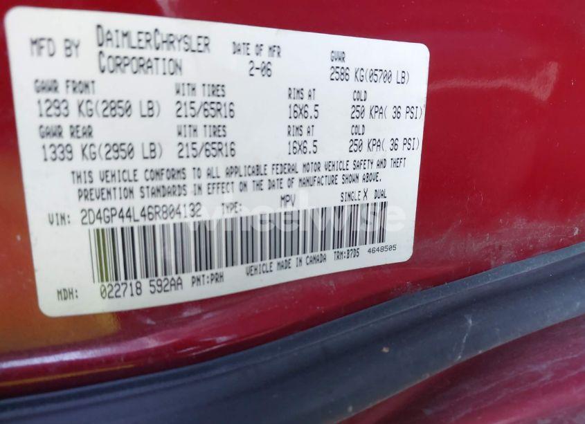 Photo 9 of 2006 Dodge Grand CARAVAN SXT (VIN 2D4GP44L46R804132)