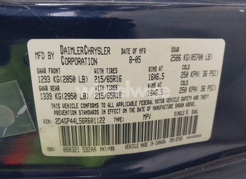 Photo 9 of 2006 Dodge Grand CARAVAN SXT (VIN 2D4GP44L56R601122)