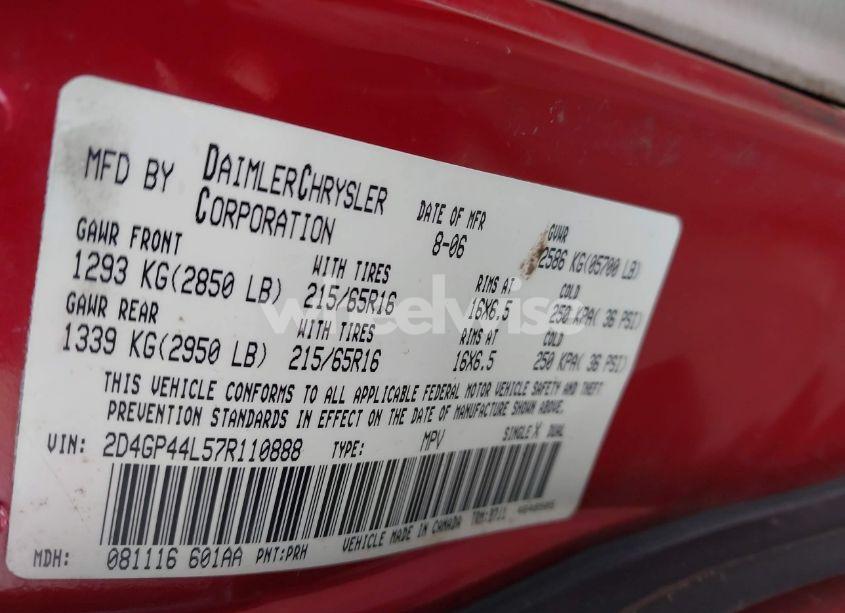 Photo 9 of 2007 Dodge Grand CARAVAN SXT (VIN 2D4GP44L57R110888)