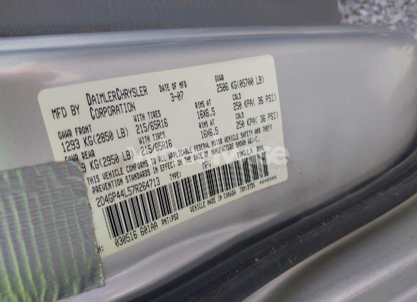 Photo 9 of 2007 Dodge Grand CARAVAN SXT (VIN 2D4GP44L57R264713)