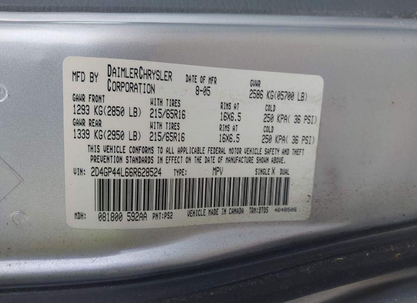 Photo 9 of 2006 Dodge Grand CARAVAN SXT (VIN 2D4GP44L66R628524)