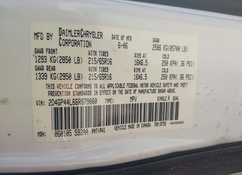 Photo 9 of 2006 Dodge Grand CARAVAN SXT (VIN 2D4GP44L66R879060)