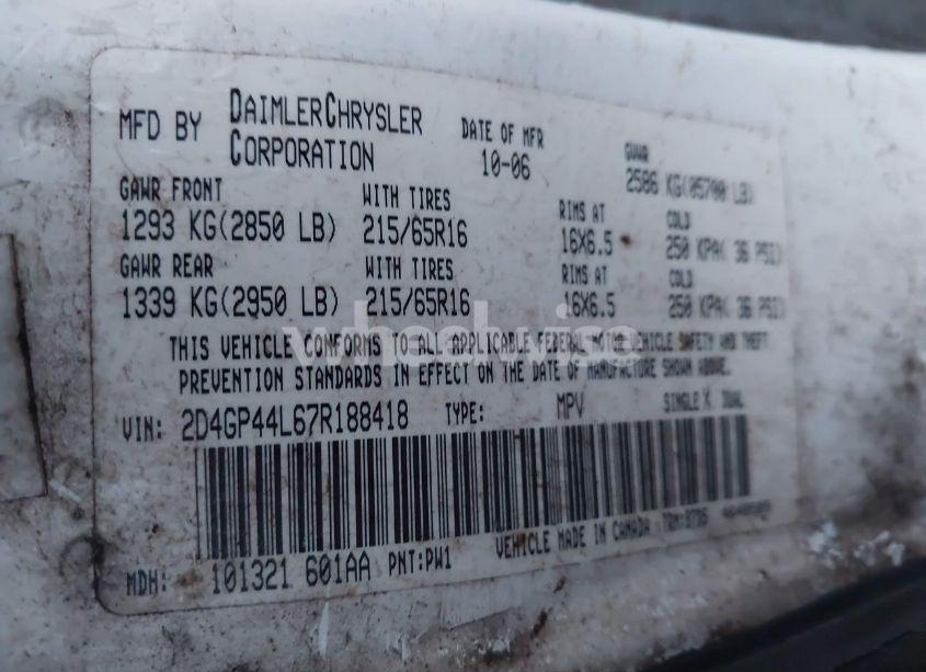 Photo 9 of 2007 Dodge Grand CARAVAN SXT (VIN 2D4GP44L67R188418)