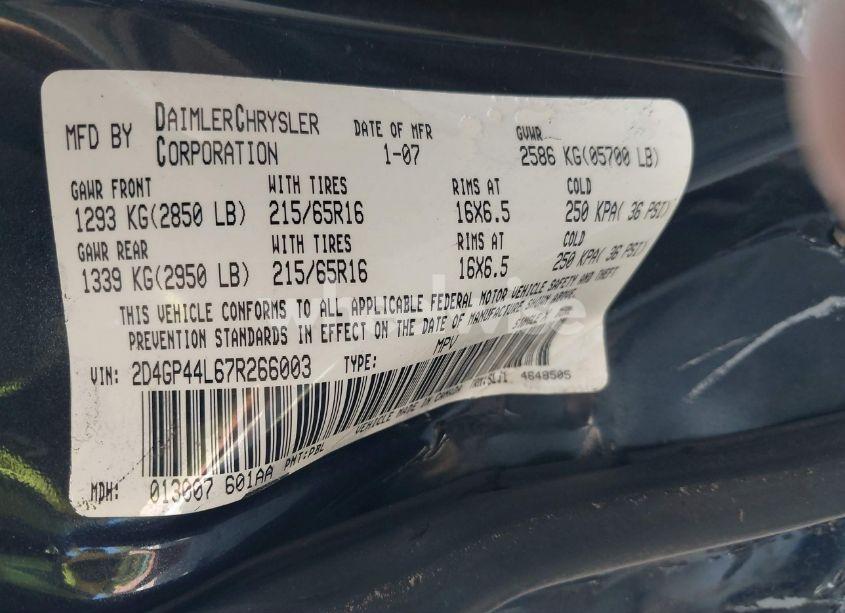 Photo 9 of 2007 Dodge Grand CARAVAN SXT (VIN 2D4GP44L67R266003)