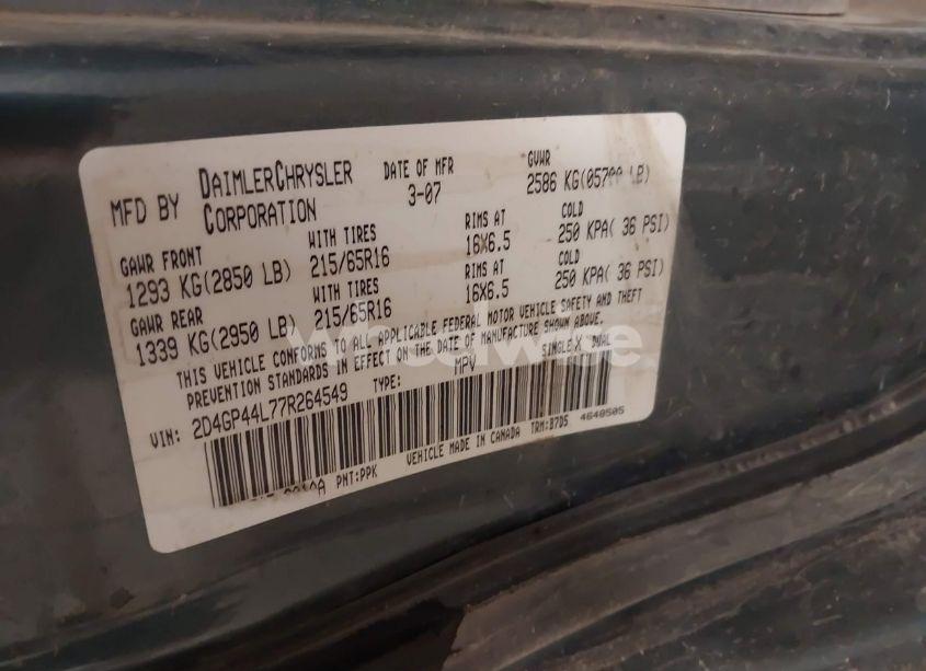 Photo 9 of 2007 Dodge Grand CARAVAN SXT (VIN 2D4GP44L77R264549)