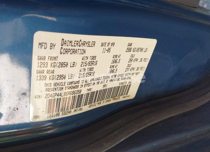 Photo 9 of 2006 Dodge Grand CARAVAN SXT (VIN 2D4GP44L86R686358)