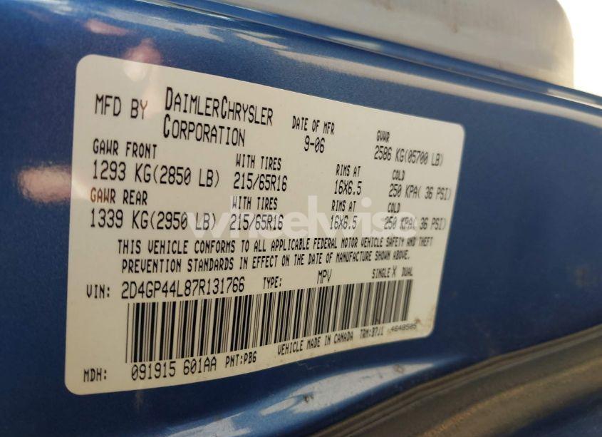 Photo 9 of 2007 Dodge Grand CARAVAN SXT (VIN 2D4GP44L87R131766)