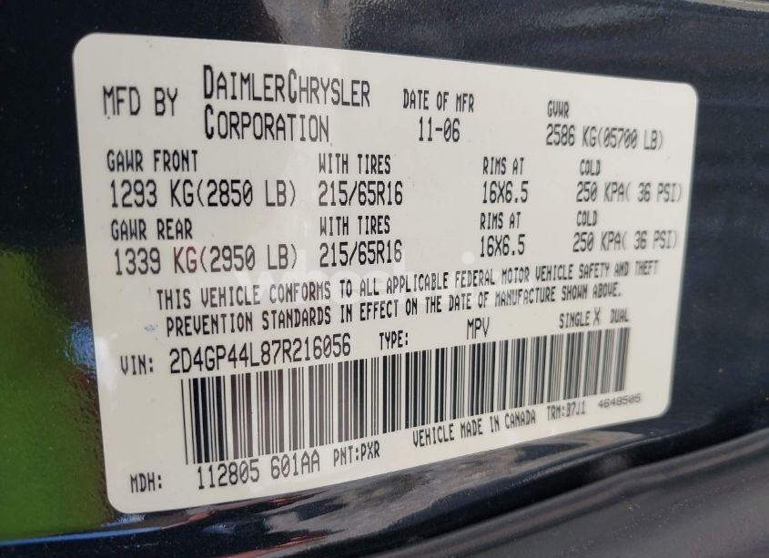 Photo 9 of 2007 Dodge Grand CARAVAN SXT (VIN 2D4GP44L87R216056)