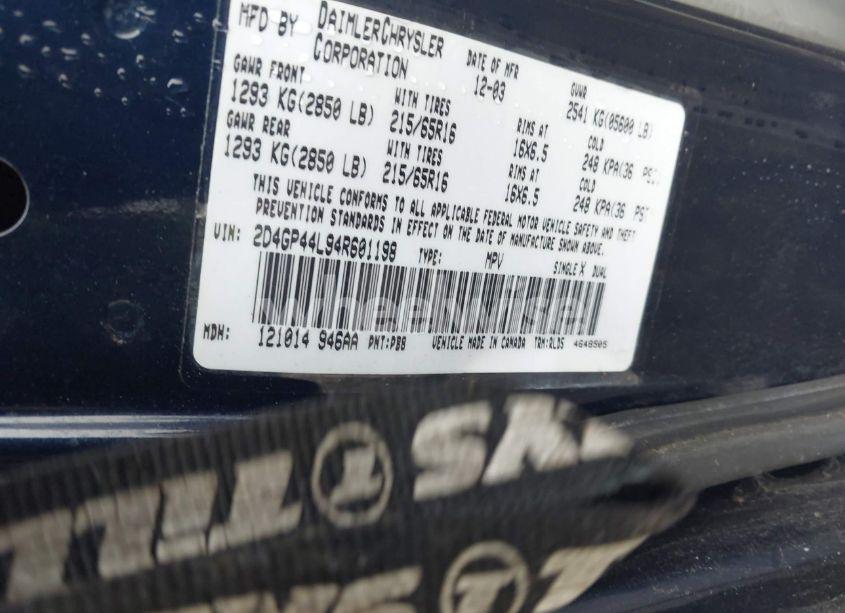 Photo 9 of 2004 Dodge Grand CARAVAN SXT (VIN 2D4GP44L94R601198)