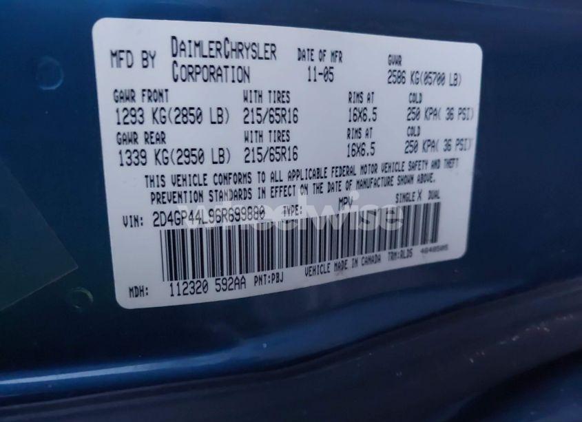 Photo 9 of 2006 Dodge Grand CARAVAN SXT (VIN 2D4GP44L96R699880)