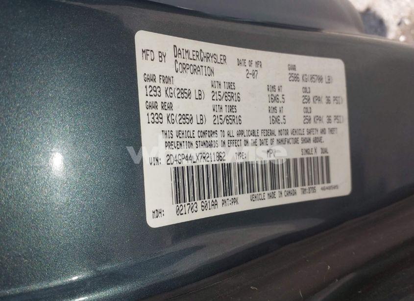 Photo 9 of 2007 Dodge Grand CARAVAN SXT (VIN 2D4GP44LX7R211862)
