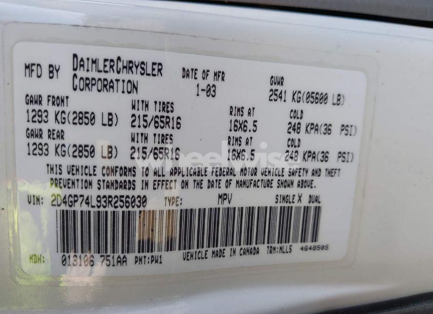 Photo 9 of 2003 Dodge Grand CARAVAN EX (VIN 2D4GP74L93R256030)