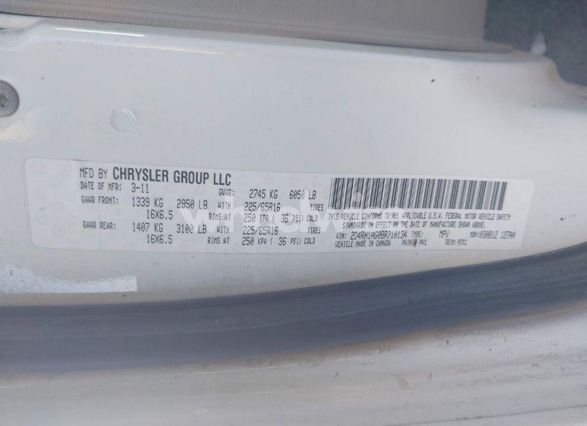 Photo 9 of 2011 Dodge Grand CARAVAN C/V (VIN 2D4RN1AG0BR710134)