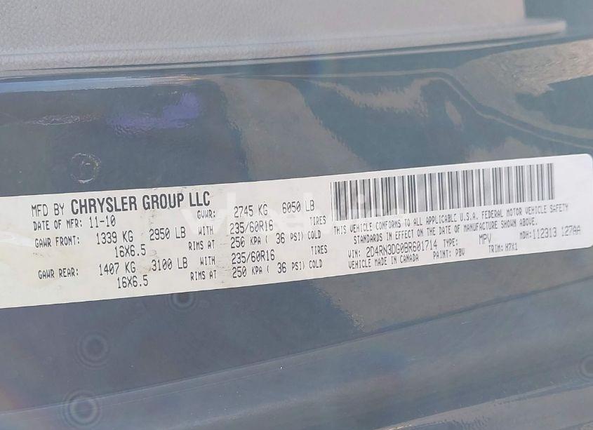 Photo 9 of 2011 Dodge Grand CARAVAN MAINSTREET (VIN 2D4RN3DG0BR601714)