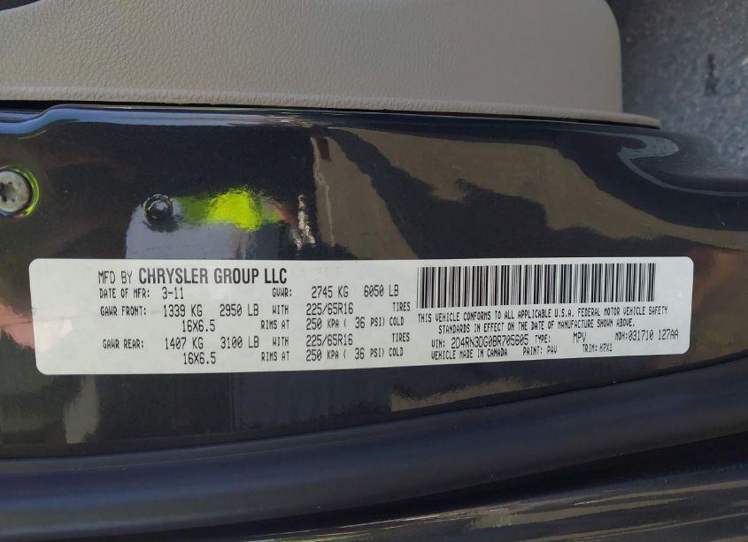 Photo 9 of 2011 Dodge Grand CARAVAN MAINSTREET (VIN 2D4RN3DG0BR705605)
