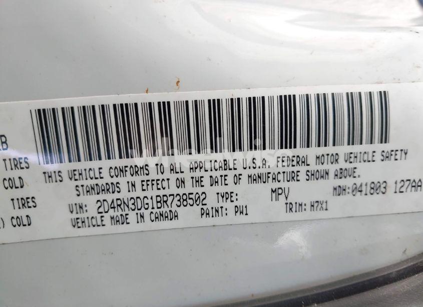Photo 9 of 2011 Dodge Grand CARAVAN MAINSTREET (VIN 2D4RN3DG1BR738502)