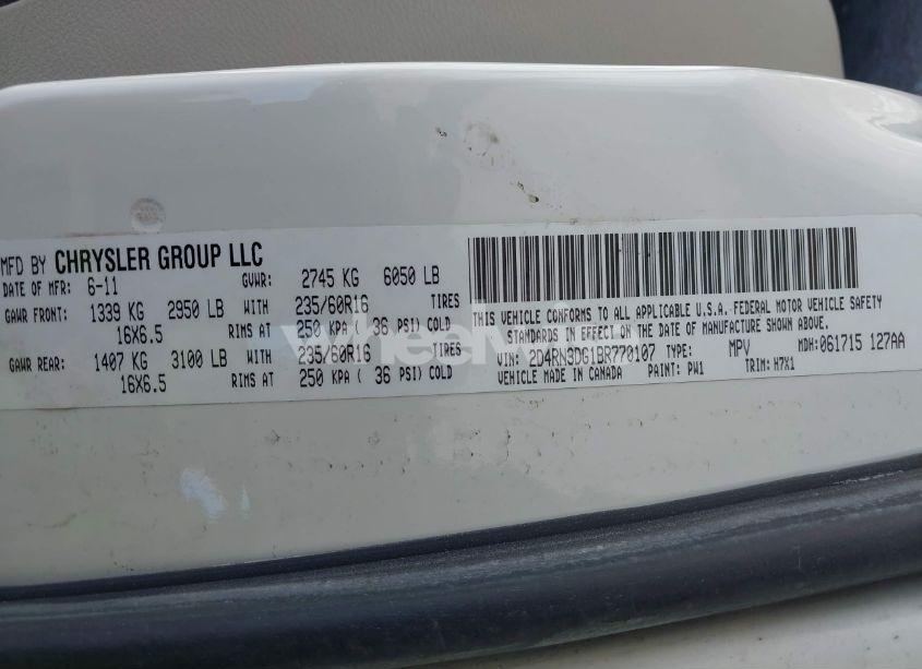 Photo 9 of 2011 Dodge Grand CARAVAN MAINSTREET (VIN 2D4RN3DG1BR770107)