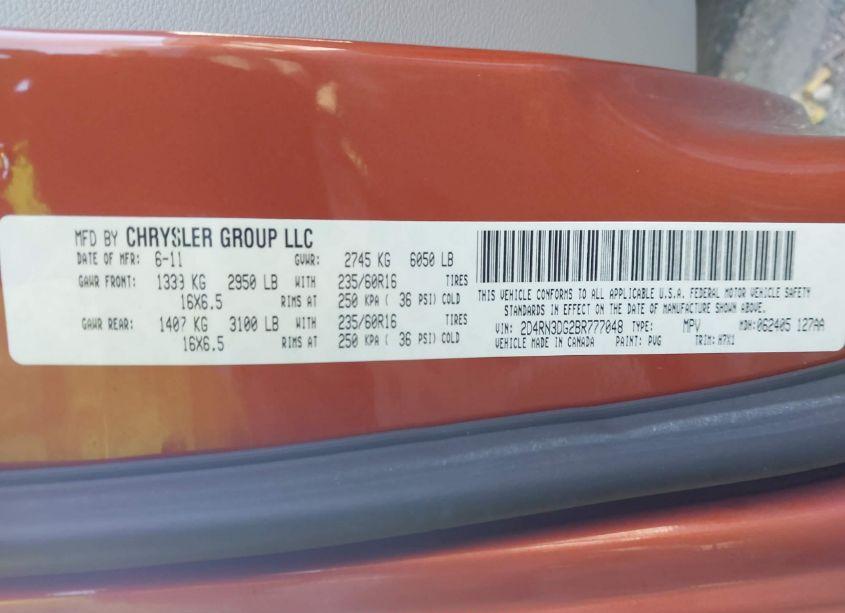 Photo 9 of 2011 Dodge Grand CARAVAN MAINSTREET (VIN 2D4RN3DG2BR777048)