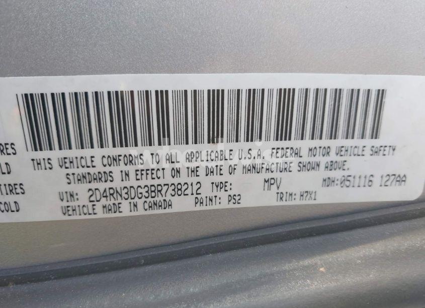 Photo 9 of 2011 Dodge Grand CARAVAN MAINSTREET (VIN 2D4RN3DG3BR738212)