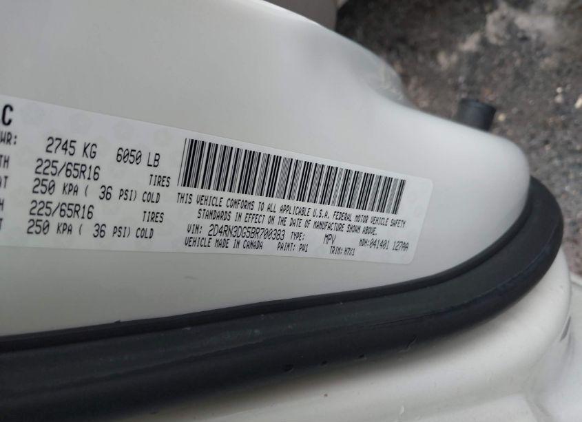 Photo 9 of 2011 Dodge Grand CARAVAN MAINSTREET (VIN 2D4RN3DG5BR700383)