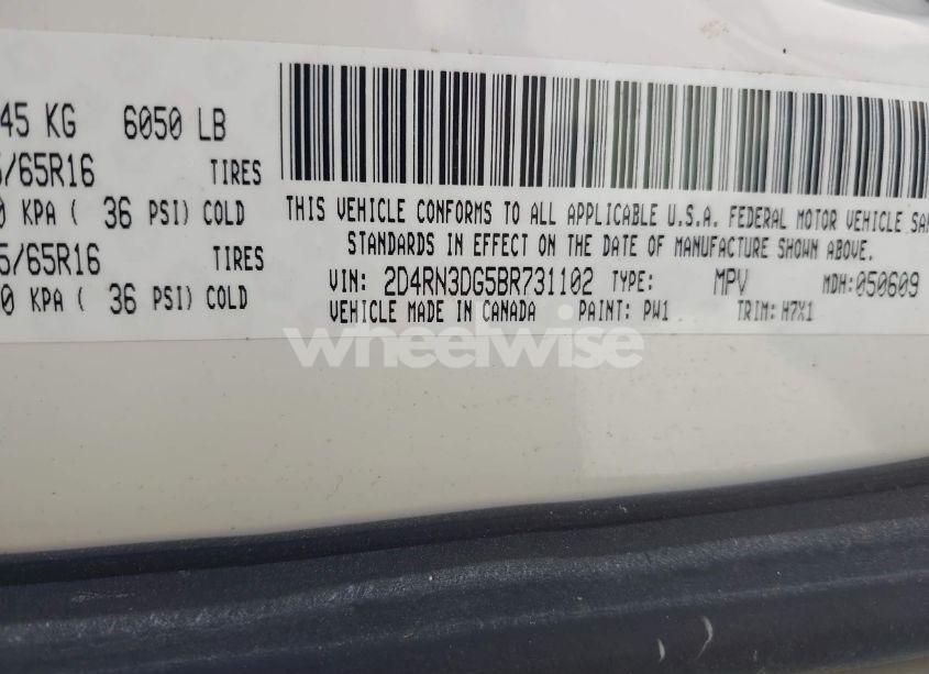 Photo 9 of 2011 Dodge Grand CARAVAN MAINSTREET (VIN 2D4RN3DG5BR731102)