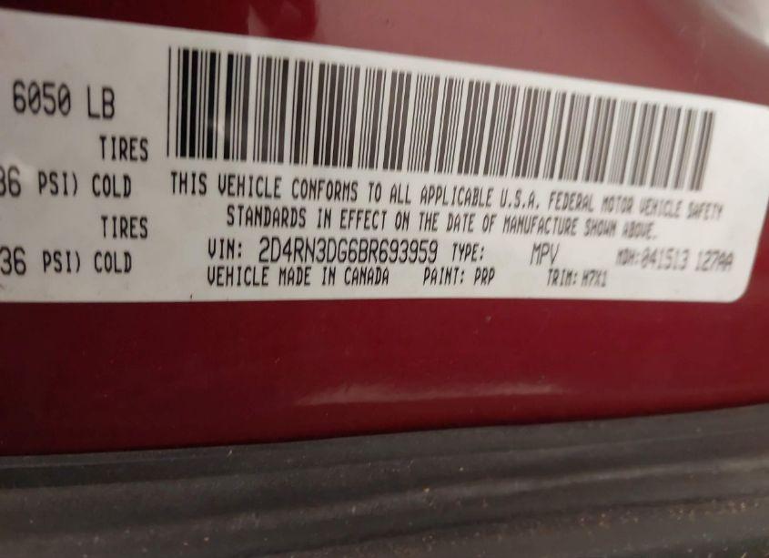 Photo 9 of 2011 Dodge Grand CARAVAN MAINSTREET (VIN 2D4RN3DG6BR693959)