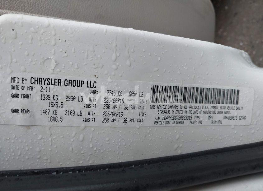 Photo 9 of 2011 Dodge Grand CARAVAN MAINSTREET (VIN 2D4RN3DG7BR663319)