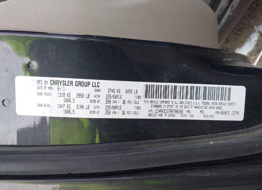 Photo 9 of 2011 Dodge Grand CARAVAN MAINSTREET (VIN 2D4RN3DG7BR786585)