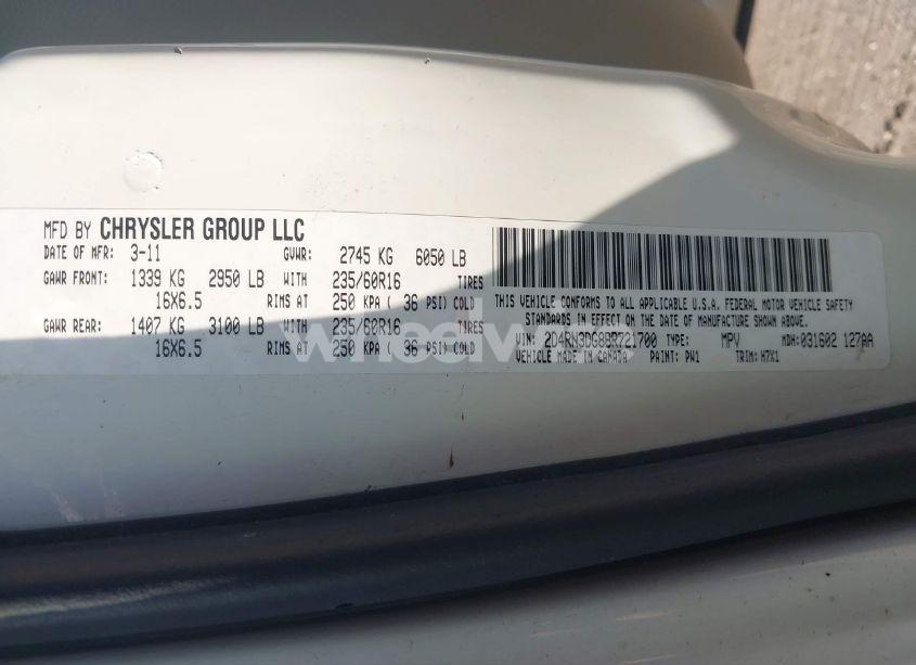 Photo 9 of 2011 Dodge Grand CARAVAN MAINSTREET (VIN 2D4RN3DG8BR721700)