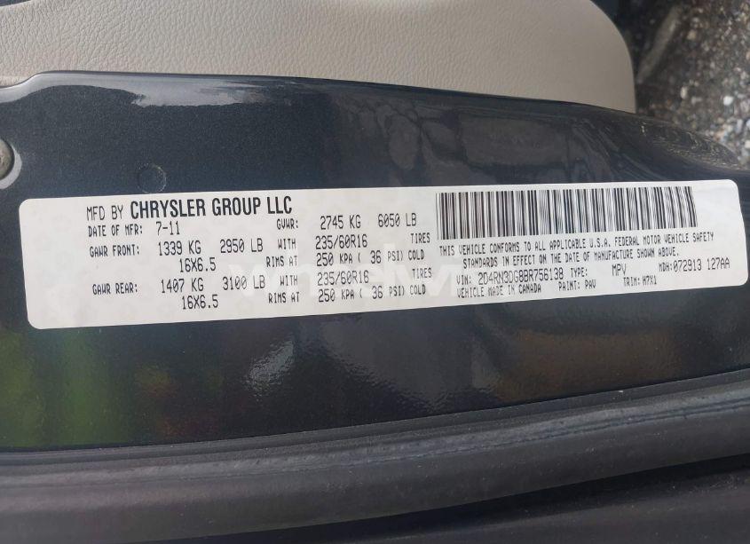 Photo 9 of 2011 Dodge Grand CARAVAN MAINSTREET (VIN 2D4RN3DG8BR756138)