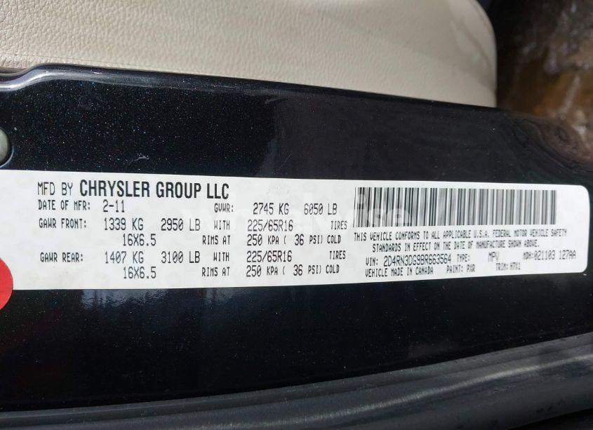 Photo 9 of 2011 Dodge Grand CARAVAN MAINSTREET (VIN 2D4RN3DG9BR663564)