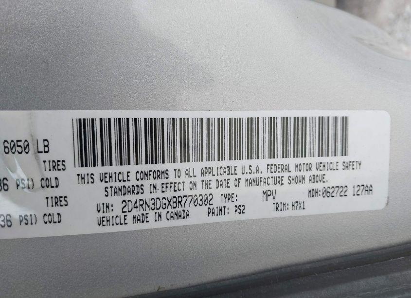 Photo 9 of 2011 Dodge Grand CARAVAN MAINSTREET (VIN 2D4RN3DGXBR770302)