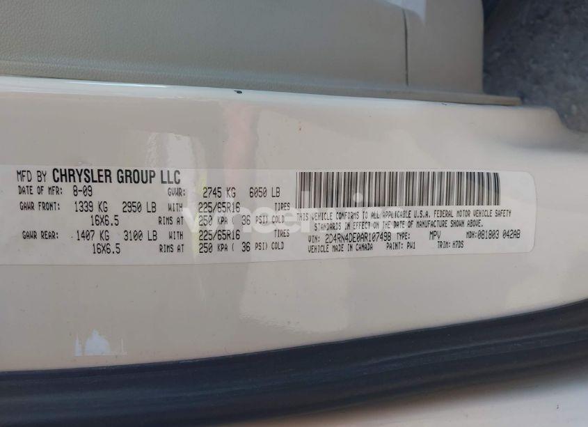 Photo 9 of 2010 Dodge Grand CARAVAN SE (VIN 2D4RN4DE0AR107498)