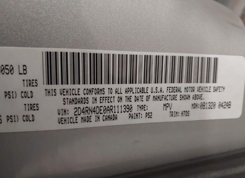 Photo 9 of 2010 Dodge Grand CARAVAN SE (VIN 2D4RN4DE0AR111390)