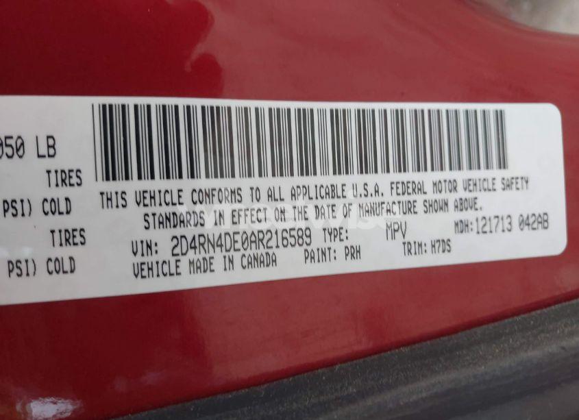 Photo 9 of 2010 Dodge Grand CARAVAN SE (VIN 2D4RN4DE0AR216589)