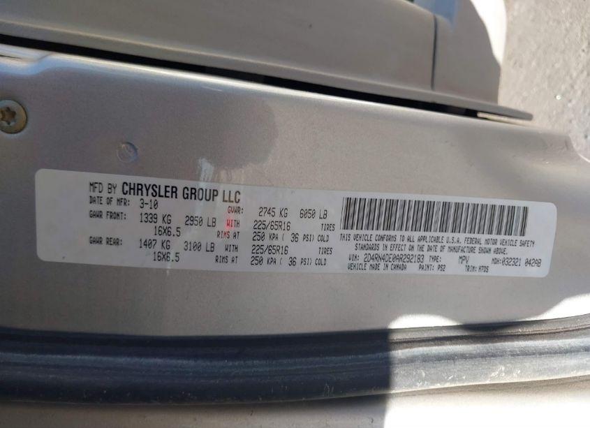 Photo 9 of 2010 Dodge Grand CARAVAN SE (VIN 2D4RN4DE0AR292183)