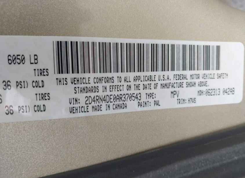 Photo 9 of 2010 Dodge Grand CARAVAN SE (VIN 2D4RN4DE0AR370543)