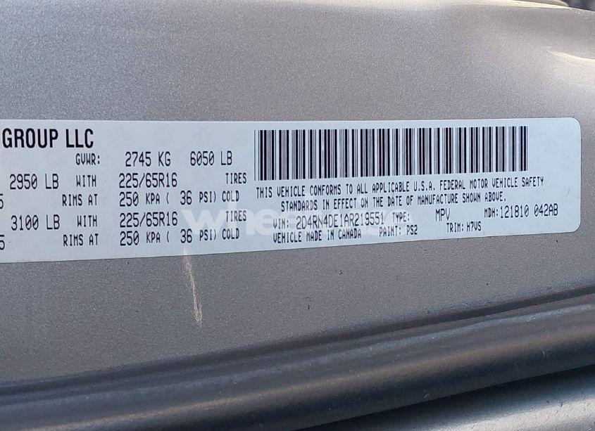 Photo 9 of 2010 Dodge Grand CARAVAN SE (VIN 2D4RN4DE1AR219551)