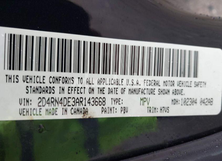 Photo 9 of 2010 Dodge Grand CARAVAN SE (VIN 2D4RN4DE3AR143668)