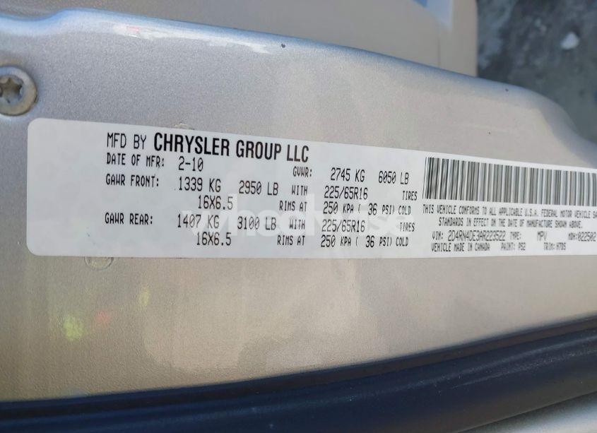 Photo 9 of 2010 Dodge Grand CARAVAN SE (VIN 2D4RN4DE3AR223522)