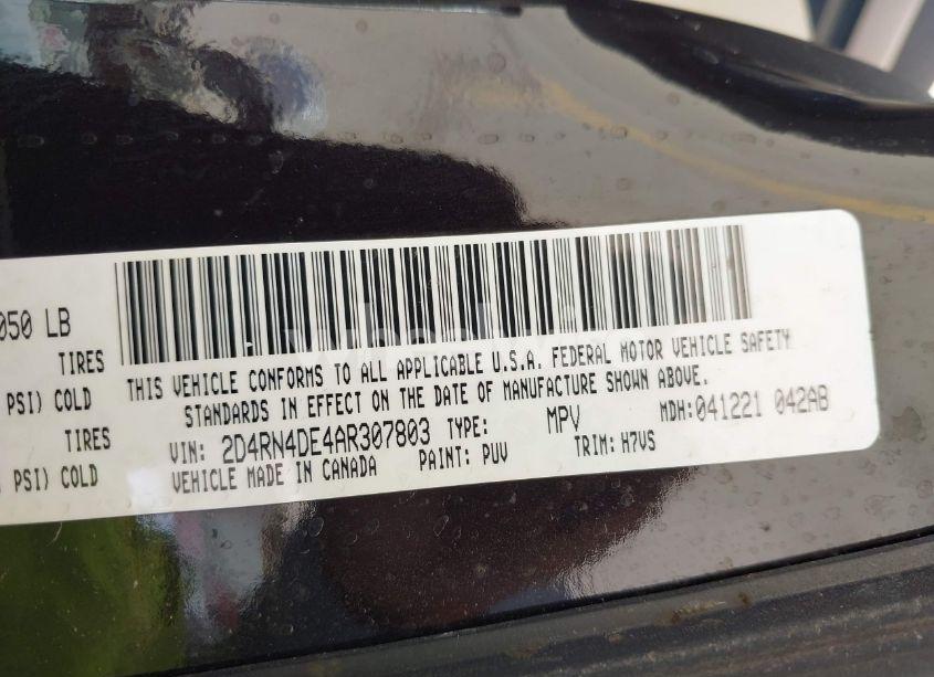 Photo 9 of 2010 Dodge Grand CARAVAN SE (VIN 2D4RN4DE4AR307803)